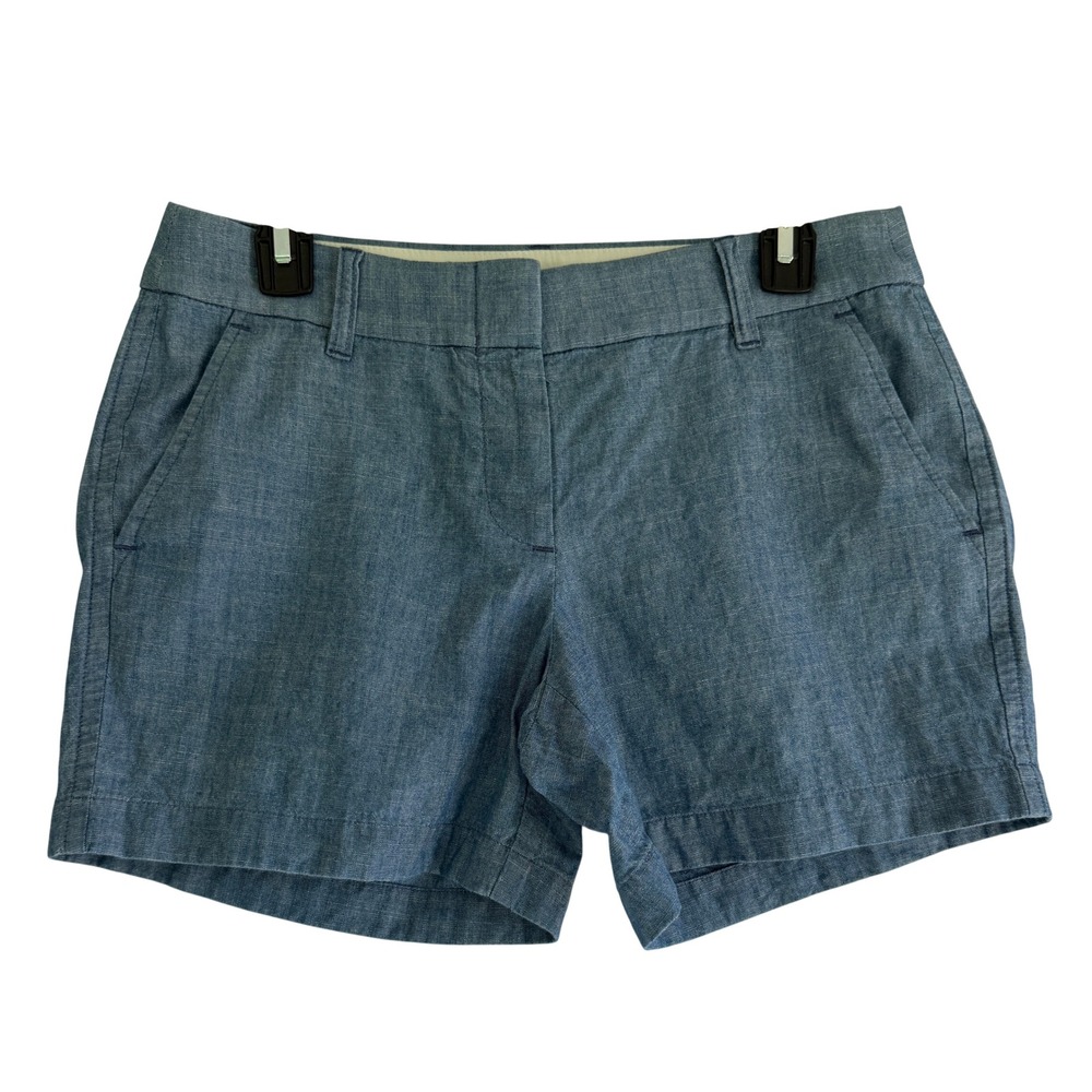 J.Crew Womens Blue Chambray Cotton Re-Imagined Chino Shorts AY431 Size 4